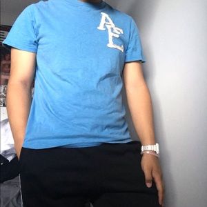 Baby Blue Graphic Tee with White Lettering